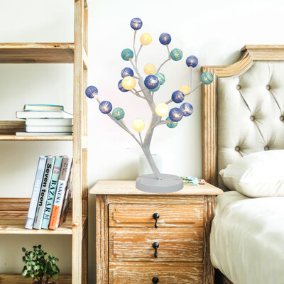 

Siaonvr 24LED Cotton Ball Tree Lamp Home Decoration Holiday Gift Bule 20Inch