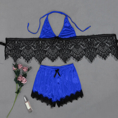 

Toponeto Women Babydoll Set Lace Satin Bowknot Bra Sexy Lingerie Underpant Set Sleepwear