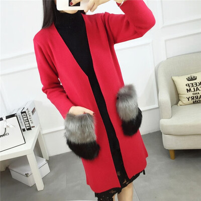 

Autumnwinter 2018 womens casual casual v-neck long knit sweater long sleeve cardigan jacket female