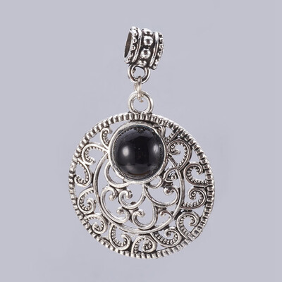 

Alloy European Dangle Beads Flat Round Antique Silver Black 43mm Hole 5mm Pendant 315x28x6mm