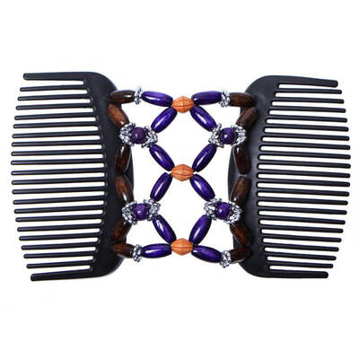 

Retro Double Beaded Hair Magic Comb Clip Beading Imitation Wood Stretchy Hair Combs Pins For Women Hair Accessories