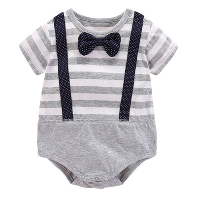 

Summer New Fashion Print Little Gentleman Triangle Romper Fashion Trend New Boy Baby Romper