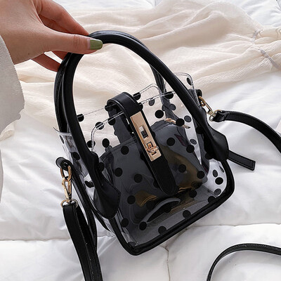 

Summer new transparent bag female new 2019 Korean version of Joker bucket mother bag slung jelly bag