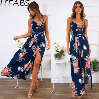 

AU Women Summer Boho Long Maxi Dress Evening Cocktail Party Beach Dresses
