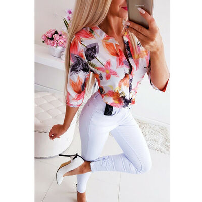 

Womens Short Sleeve Loose Floral T Shirts Ladies Summer Casual Blouse Tops Shirt