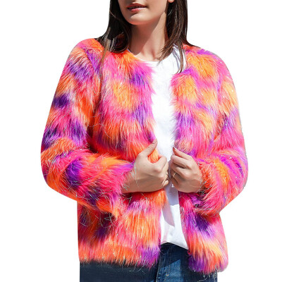 

Toponeto Women Fashion Boho Faux Fur Outerwear Cardigan Loose Button Pocket Short Coat