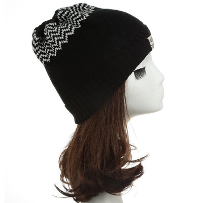 

New Women Men Knitted Beanie Hat Letter Wave Stripe Round Top Turn-up Warm Dance Cap Headwear
