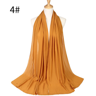 

Pearl Chiffon Pleated Muslim Womens Headscarf Wholesale 2018 Huis Costumes Wrinkled Hot Headscarf MSL022