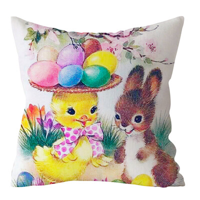

〖Follure〗Easter Rabbit Print Pillow Case Polyester Sofa Car Cushion Cover Home Decor