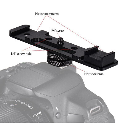 

Aluminium Alloy Camera Dual Hot Shoe Extension Bar Mount Bracket Flash Bracket Adapter Holder 14 Inch Screw Mounts for Flash Spee