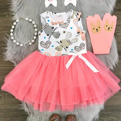 

Easter Children Kids Baby Girls Sleeveless Rabbit Print Princess Vest Dress