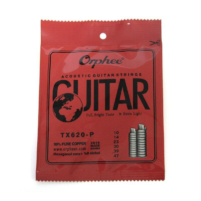 

Orphee TX620-P Acoustic Folk Guitar Steel Strings 6pcs Full Set Replacement 010-047 High-carbon Steel Core Copper Wire Wound E