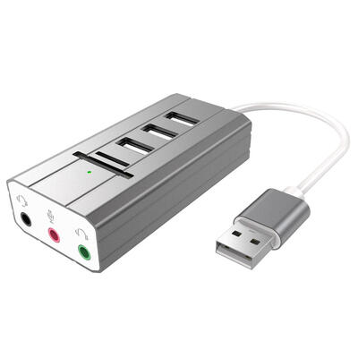 

Multi-Function Hub USB20 to 3USB20 Headphone Mic Ports Sound Card