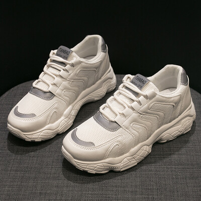 

Summer shoes women 2019 new mesh sports shoes Joker student ins tide breathable thick white Torre shoes