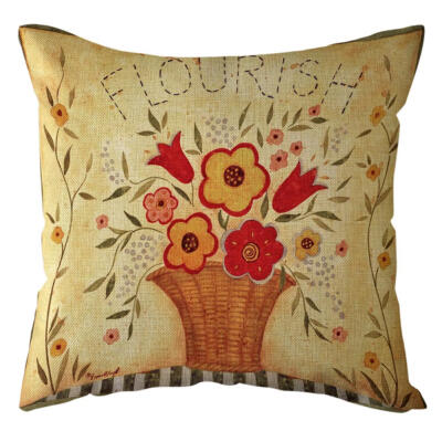 

Pastoral Style Printed Throw Pillow Case Sofa Car Waist Cushion Cover