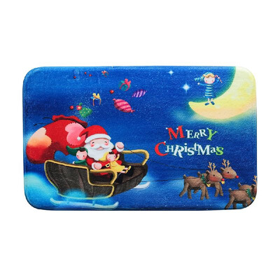 

Christmas Carpet Mat Bath Rug Cute Santa Claus Print Non-Slip Doormat Welcome Floor Mats