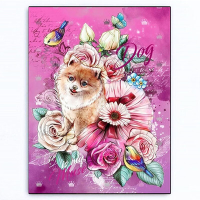 

Diamond Painting Cross Stitch Dog DIY Diamond Mosaic Flower Diamond Embroidery Resin Drill Crystal Decoration Home