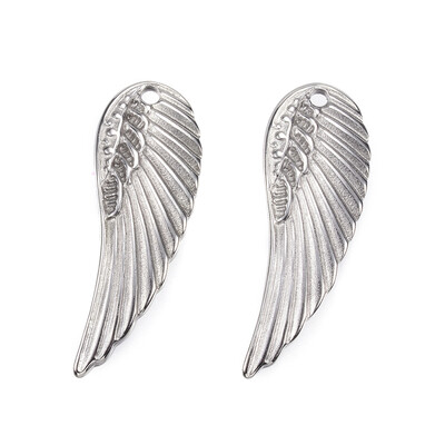 

304 Stainless Steel Pendants Wing Stainless Steel Color 315x11x2mm Hole 12mm