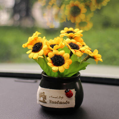 

Car Simulation Plant Ornaments Lovely Green Plant Chrysanthemum Rose Lavender Car Decor