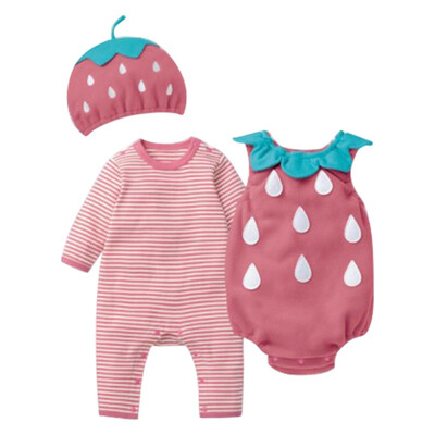 

Halloween Pumpkin Strawberry Baby Clothing Sets Infant Boys Girls JumpsuitRomperHat 3pcsset 0-18M
