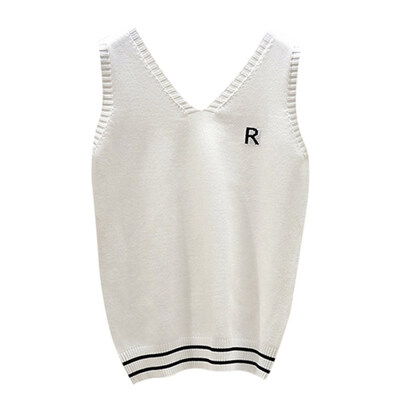 

Women Letter Embroidered Summer Tops Sexy V Neck Sleeveless Striped Tank Tops Vest 2019 Casual Knitted Top Women Clothes