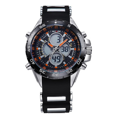 

WEIDE WH1103 Dual Display Two Movement Quartz Digital Men Watch 3ATM Waterproof LCD Backlight Auto Date Day Week Alarm Stopwatch T