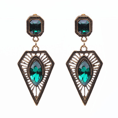 

EK2151 European Exaggerated Vintage Water Drop Gem Drop Earrings For Women Jewelry Rhinestone Baroque Triangle Brincos Boho Gift