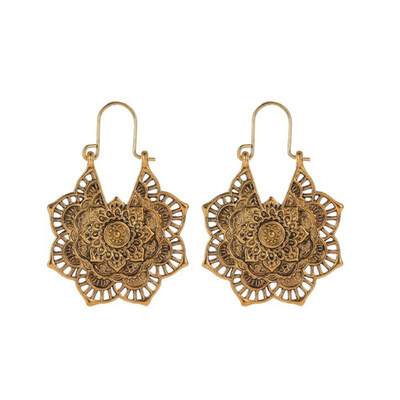 

Vintage Women Hollow Out Carved Flower Dangle Leverback Earrings Jewelry Gift