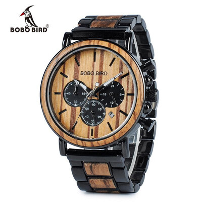 

BOBOBIRD P09-1 Men Quartz Watch Wooden Band Fashion Multifunction Wristwatch Chronograph Calendar Date Week Display Watches