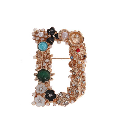 

Colorful Letters of Alphabet Fashion Enamel&Simulated Pearl Brooch Pins for Women or Girls