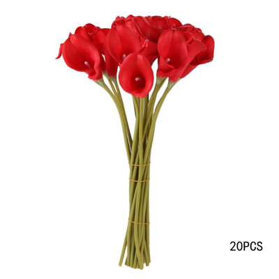 

20pcs Calla Bridal Wedding Bouquet Latex Real Feeling Flower Red