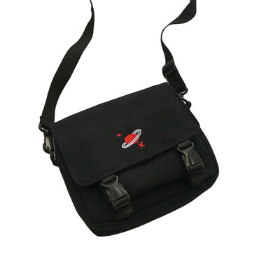 

Solid Color Multi Pocket Planet Embroidery Canvas Shoulder Bag Messenger Pouch