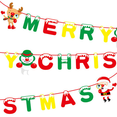 

Gobestart Christmas Paperboard Pennant Flags Banners Hanging Buntings Garland Banner