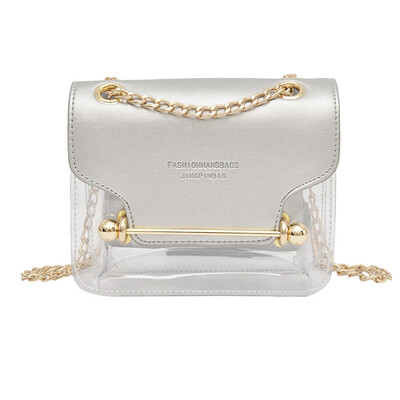 

Fashion Women Small Square Shoulder Bag Brand Design Clear Transparent Messenger Bags Chain Crossbody Bag Female Handbags T30
