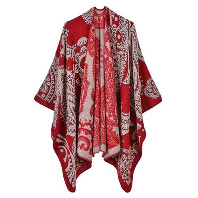 

Fashion Women Poncho Winter Floral Pattern Scarf Cardigan Warm Vintage Shawl Pashmina Outerwear