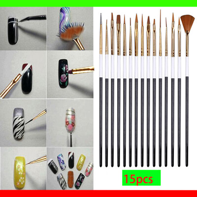 

Toponeto 15PCsSet Nail Art Pen Brush Painting Hook Line pen Drawing Liner Manicure Tools