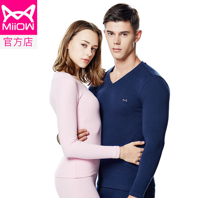

Cat Man MiiOW thermal underwear men&women warm winter slim breathable ladies comfortable close-fitting autumn clothes long pants warm suit two-piece deep sea blue V-neck male