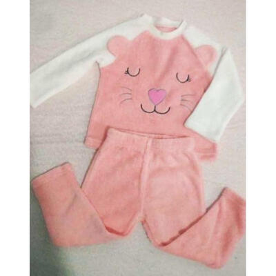 

Toddler Baby Girls Cartoon Flannel Top Long Pants Warm Outfits Clothes Sleepwear