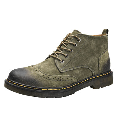

2019 Autumn NEW Men Boots Big Size 39-46 Mens British Style Casual Shoes High-Top Non-Slip Wear-Resistant Tooling Shoes Brown