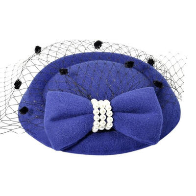 

Vintage Solid Color Mesh Faux Pearl Women Fascinator Hair Clip Party Derby Hat