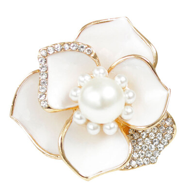 

Flower Women Brooch Pearl Decor Scarf Buckle Girls Crystal Zinc Alloy Breastpin Clothes Pin Jewelry Gifts