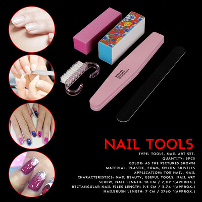 

Toponeto 5PCS Nail Art Sanding Files Buffer Block Manicure Tools Pedicure UV Gel Set
