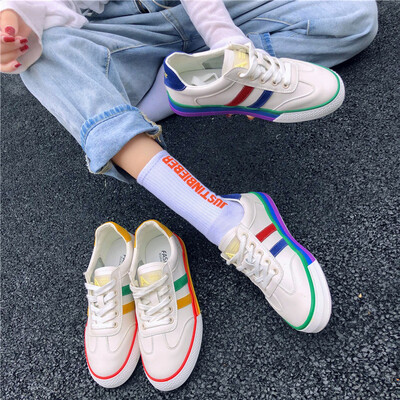 

Womens shoes single shoes Korean version of the net red rainbow bottom small white shoes casual s