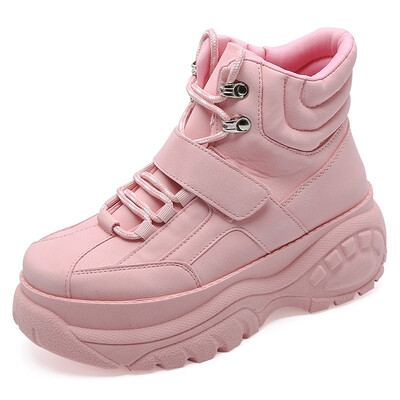 

LZJ Women Chunky Sneakers 2019 Fashion Women Platform Shoes Lace Up Pink Vulcanize Shoes Womens Female Trainers Big Sneaker