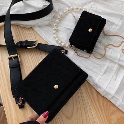 

North bag womens bag 2019 Mori retro bag simple messenger bag women Joker shoulder bag Pearl chain handbag