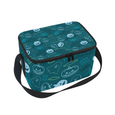 ALAZA Lunch Box Insulated Lunch Bag Large Cooler Halloween Orange Festive Tote Bag