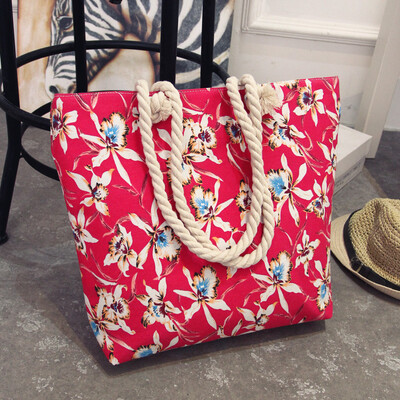 

Summer Shopping Big Bag floral Messenger Bags Women Canvas bohemian style striped Shoulder Beach Bag Female Casual Tote