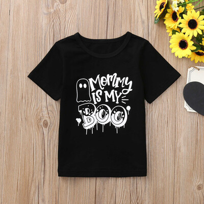 

Toddler Baby Girl Boy Short Sleeves Letter Print T-shirt Kid Halloween Clothes