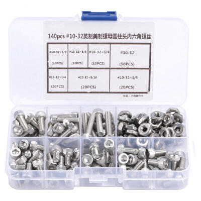 

Greensen 140pcs 10-32 Stainless Steel Hex Socket Cap Head Bolts Hex Screw Assortment Kit