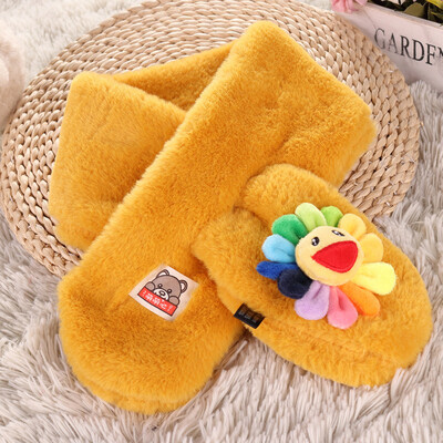 

Korean version of autumn&winter new warm childrens plush scarf autumn&winter warm cross collar colorful flowers childrens bib